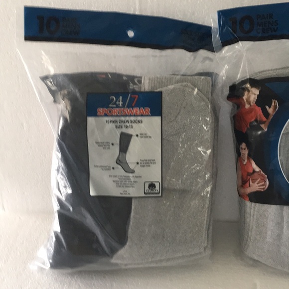 24/7 Sportswear 2x10 Pairs Men’s Crew Sock - Picture 7 of 8